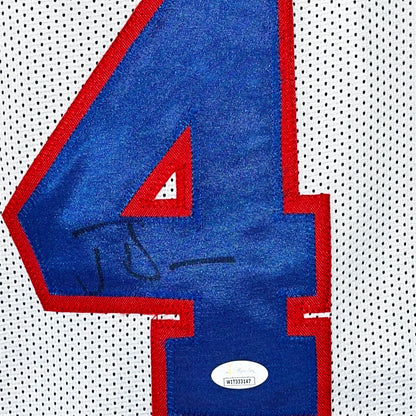 Joe Dumars Signed Detroit White Basketball Jersey Blue Numbers (JSA)