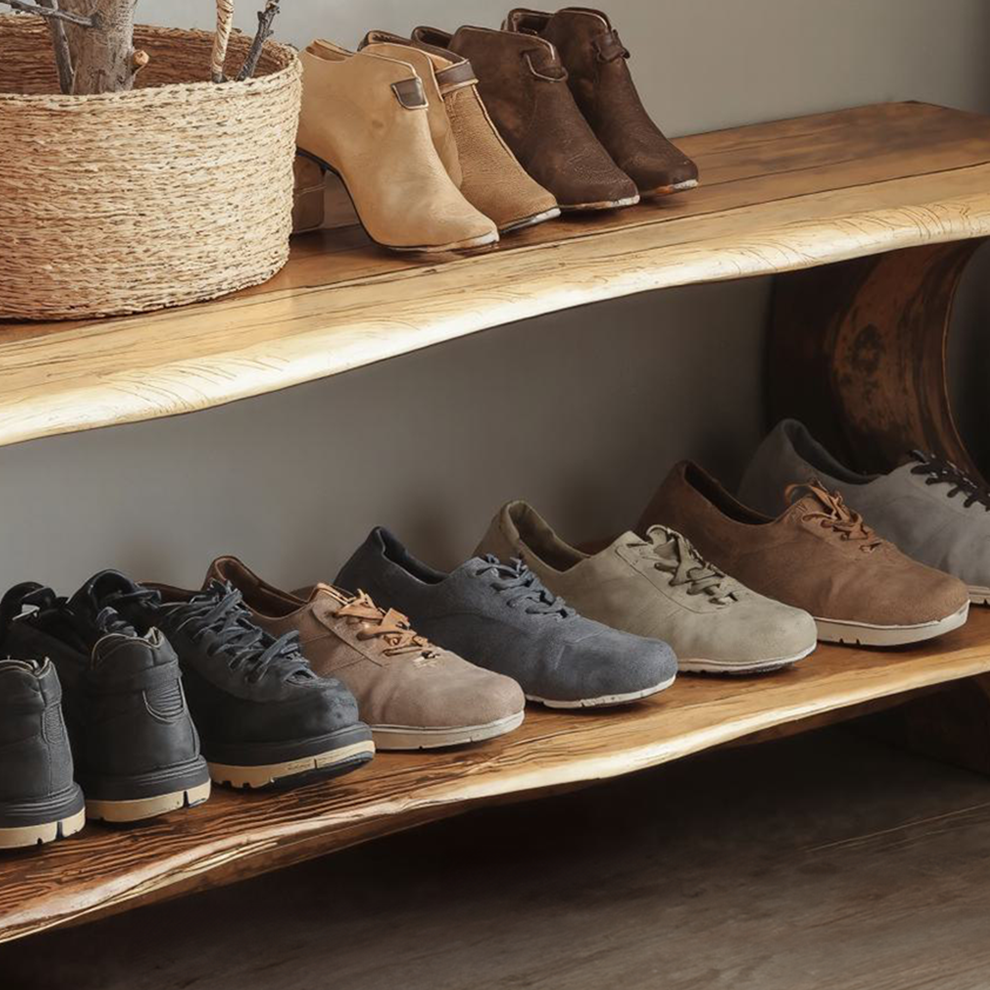 Solid Wood Entryway Narrow Shoe Rack Bench