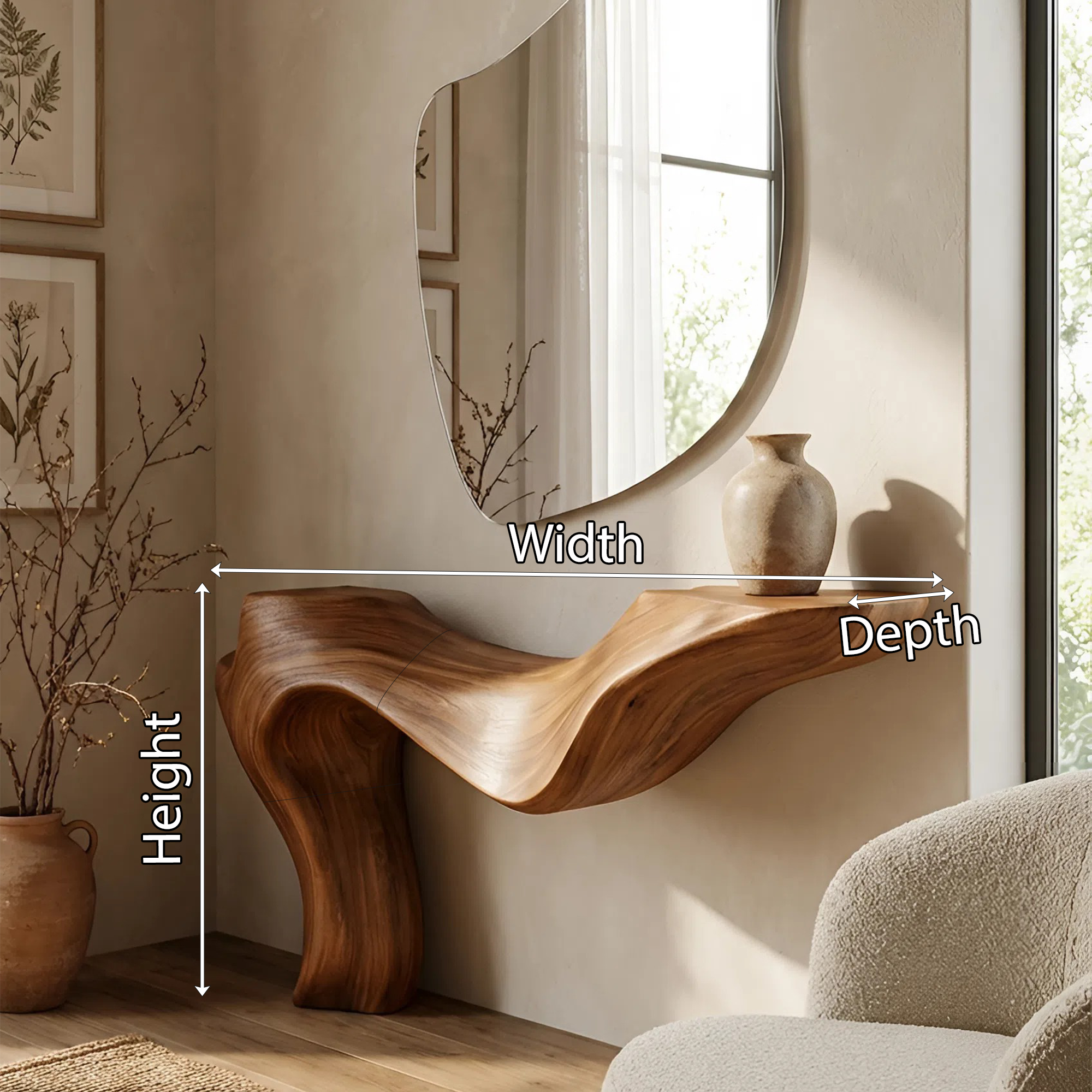 Rustic Live Edge Console Table For Entryway Design Ideas
