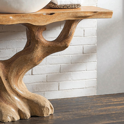 Handcrafted Wood Bathroom Vanity With Tree Trunk Base For Rustic Charm