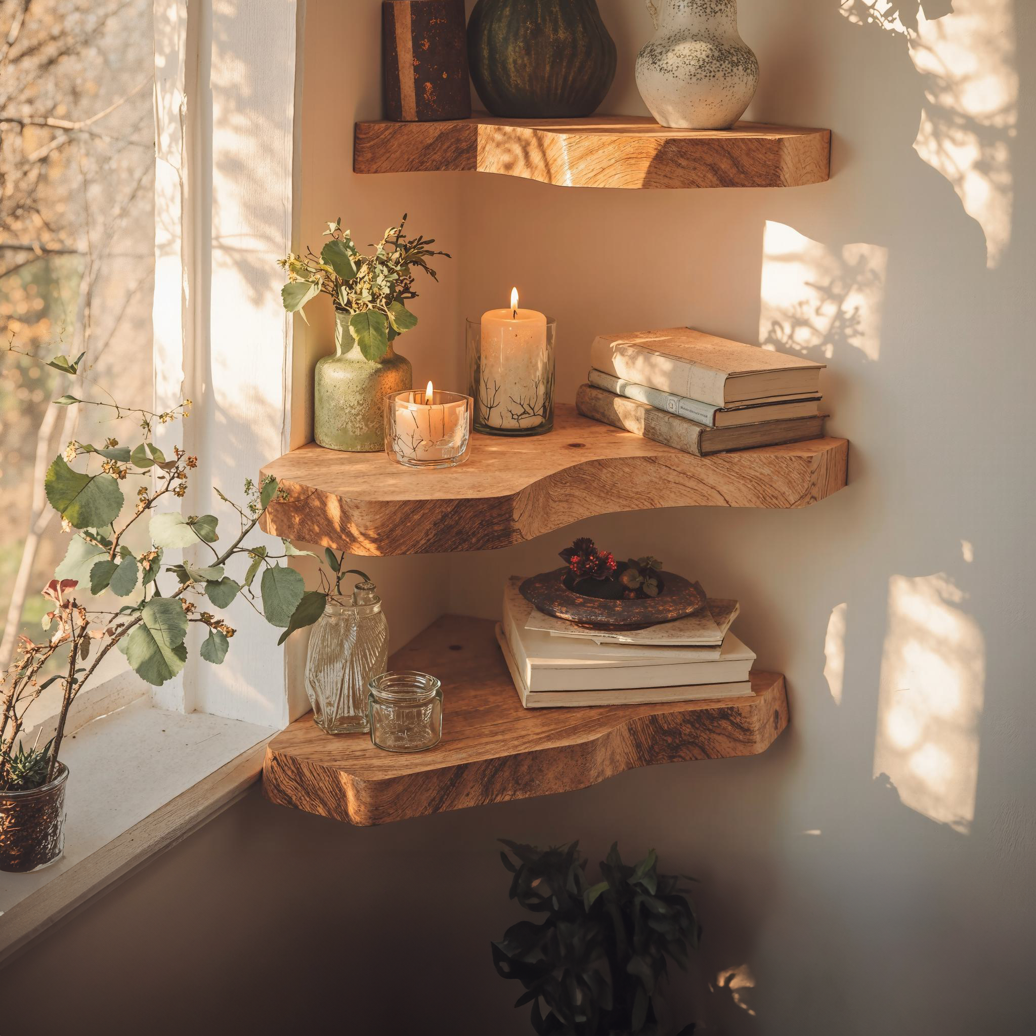 Handcraft Floating Corner Shelves Wall Shelves