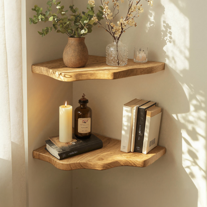 Custom Rustic Wooden Corner Shelves For Every Room