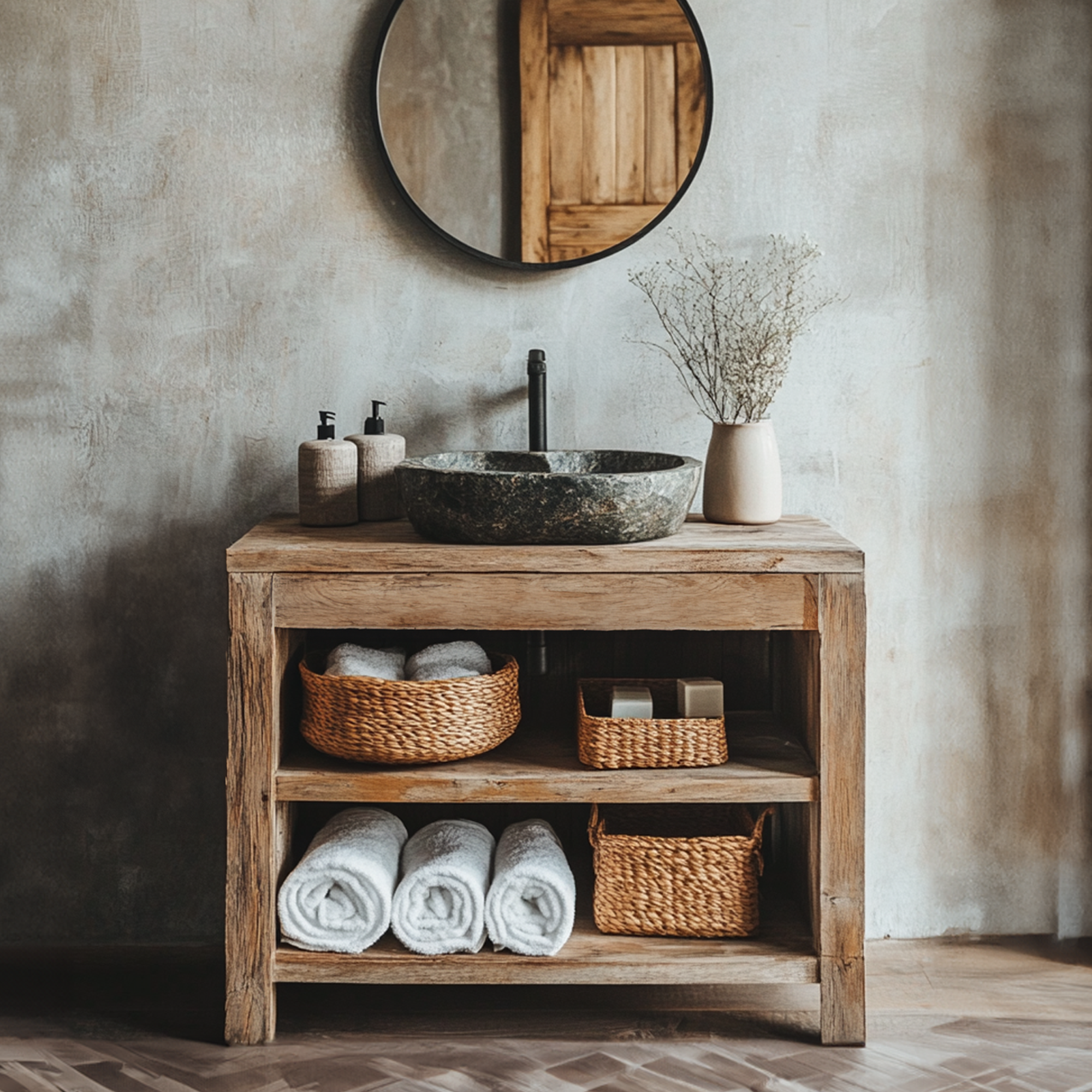 Custom Reclaimed Wood Vanity Bathroom