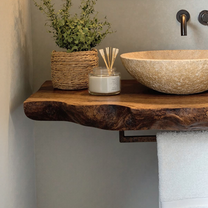 Handcrafted Floating Bathroom Vanity Shelf Rustic