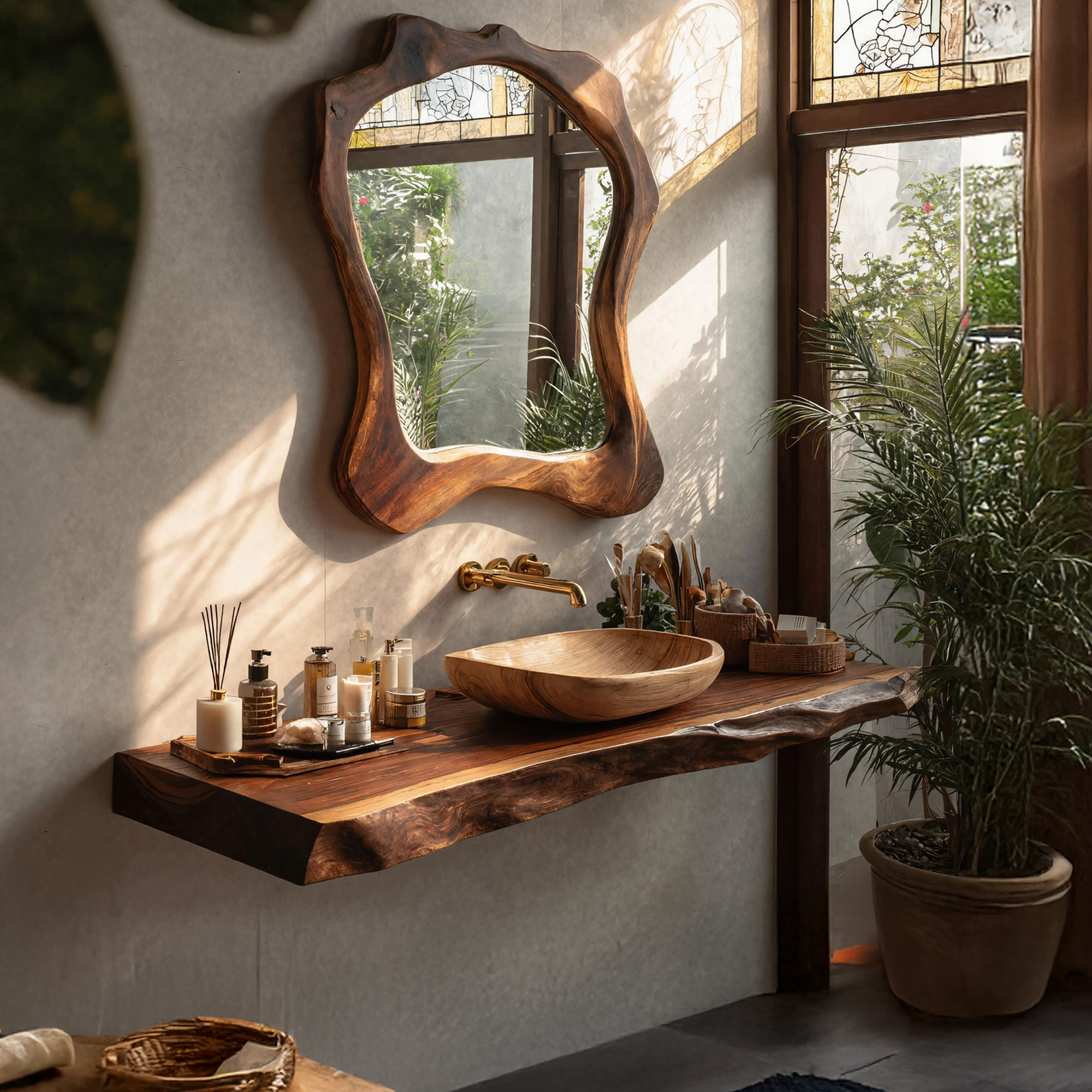 Mid Century Bathroom Vanity With Modern Wood Finish