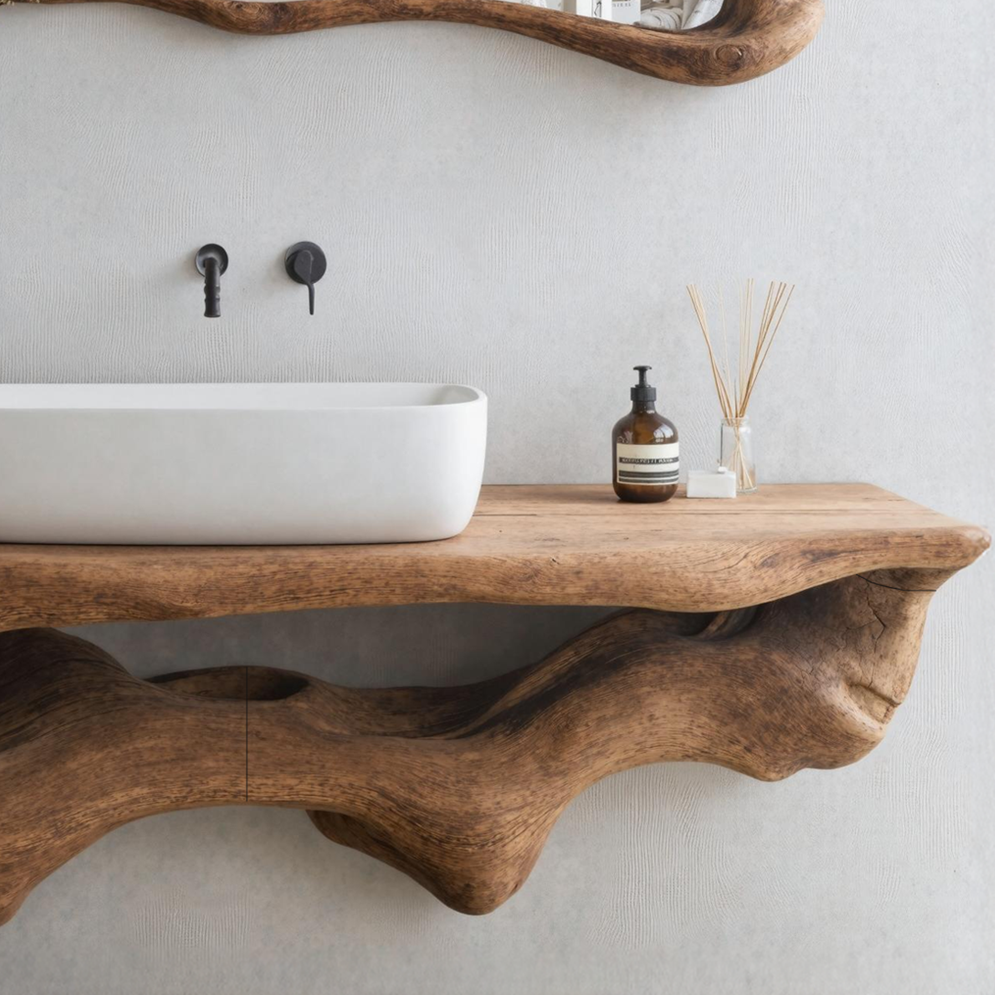 Mid Century Live Edge Floating Vanity Best Bathroom Decor