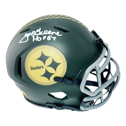 Joe Greene Signed HOF 87 Inscription Pittsburgh Steelers Salute 2025 Mini Football Helmet (Beckett)