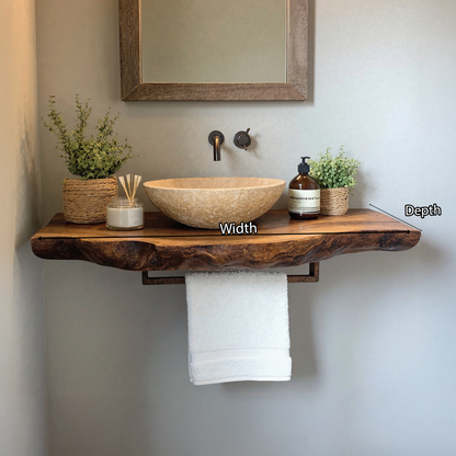 Handcrafted Floating Bathroom Vanity Shelf Rustic