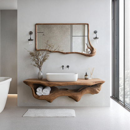 Mid Century Live Edge Floating Vanity Best Bathroom Decor