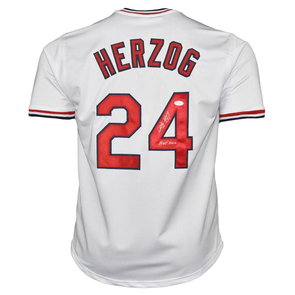 Whitey Herzog Signed HOF 2010 Inscription St. Louis White Baseball Jersey (JSA)