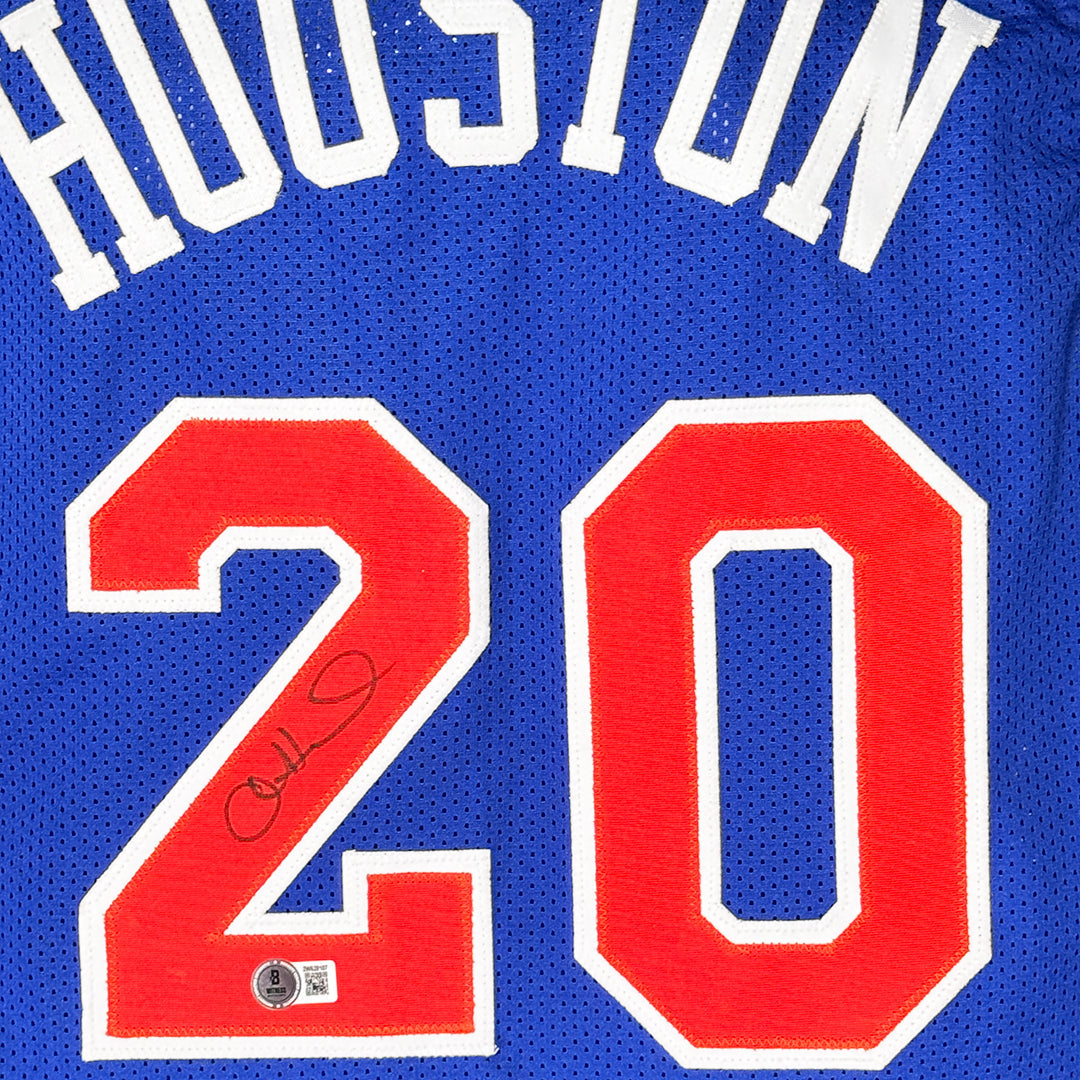 Alan Houston Signed New York Blue Basketball Jersey (Beckett)