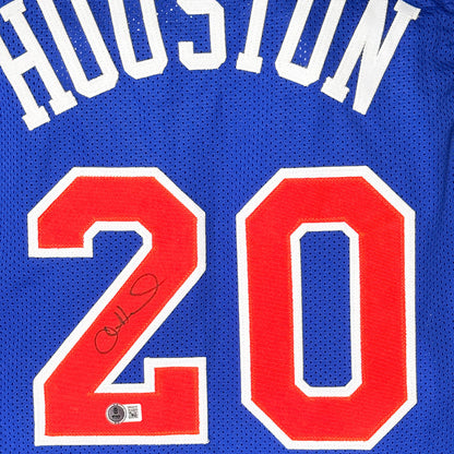 Alan Houston Signed New York Blue Basketball Jersey (Beckett)