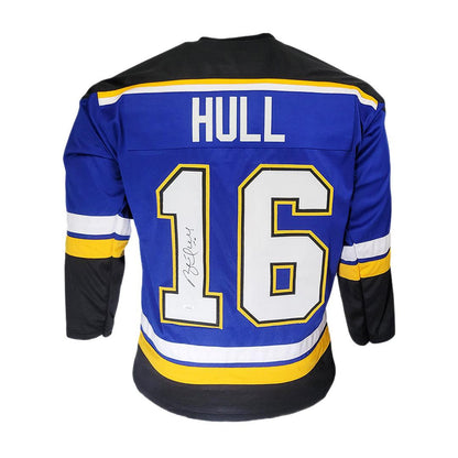 Brett Hull Signed St. Louis Modern Blue Hockey Jersey (JSA)