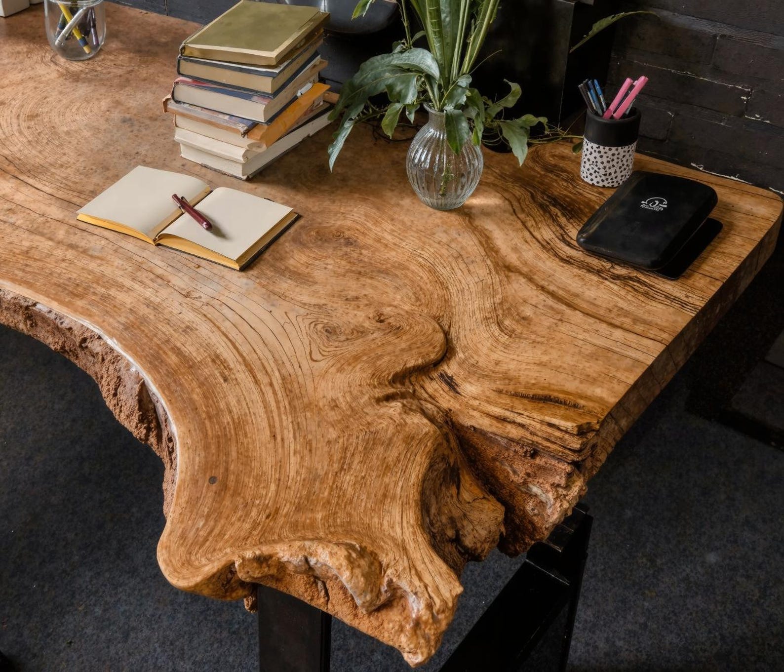 Rustic Custom Modern Live Edge Desk For Home Office And Workspace Setup