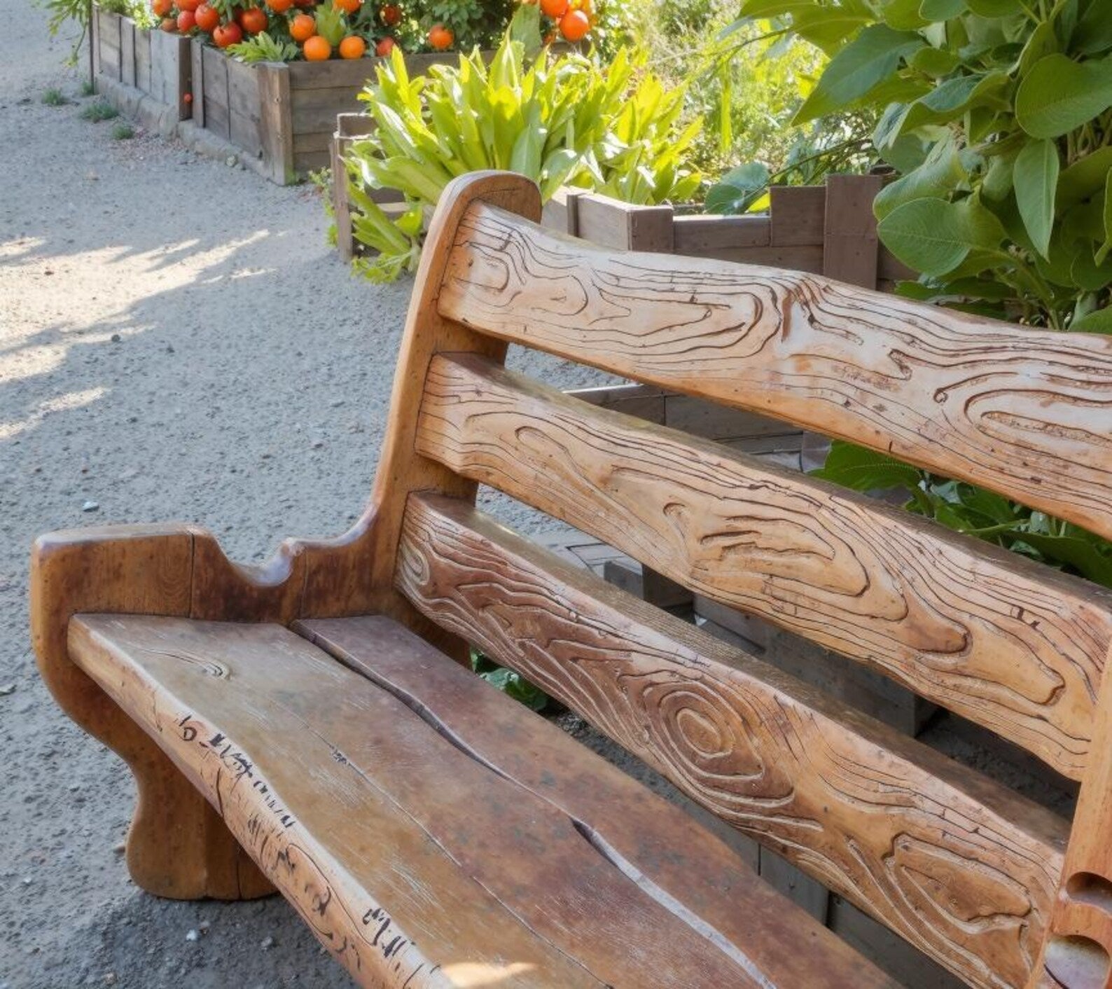 Rustic Solid Wood Bench For Natural Seating In Garden And Patio Spaces