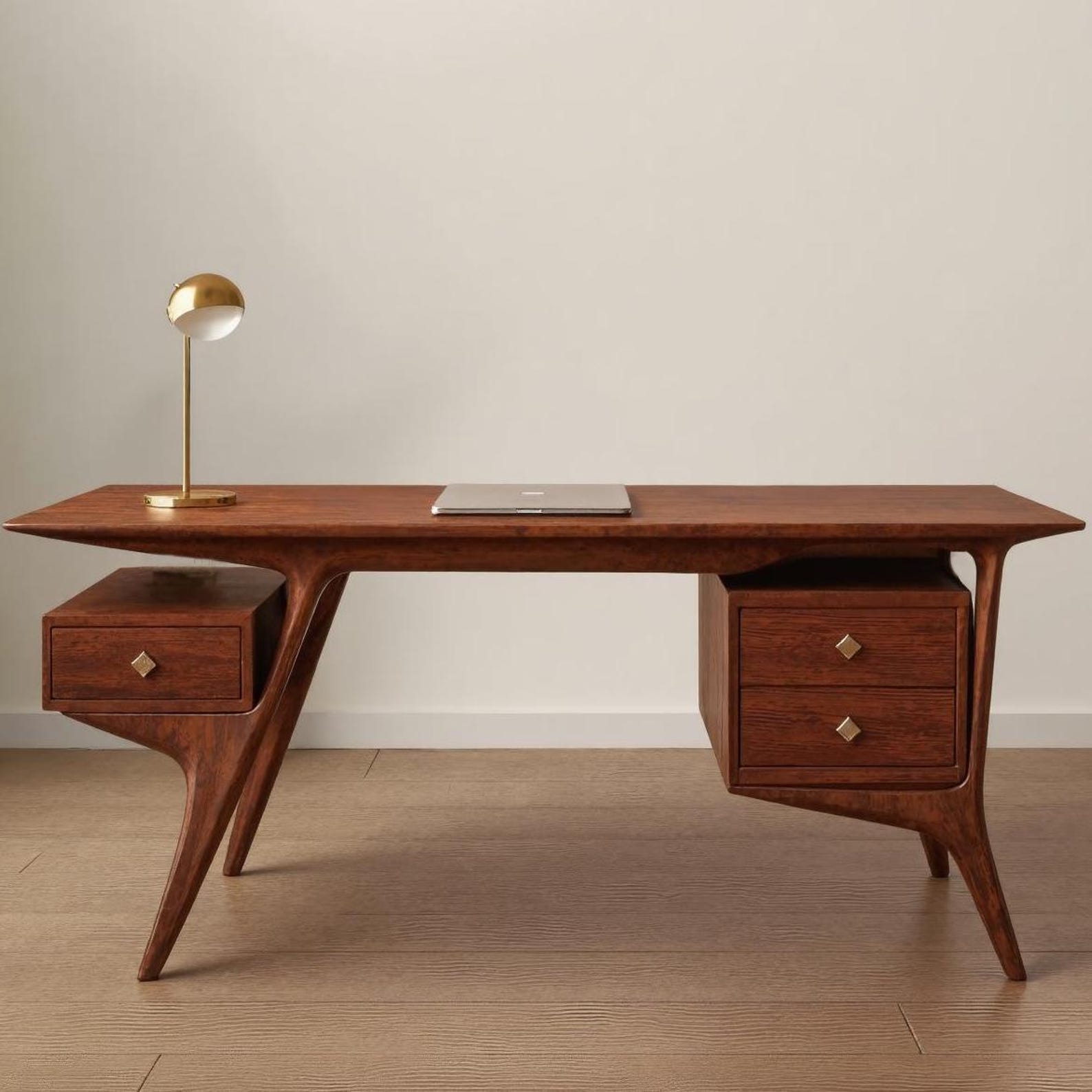 Mid Century Wooden Desk For Home Office And Study Room
