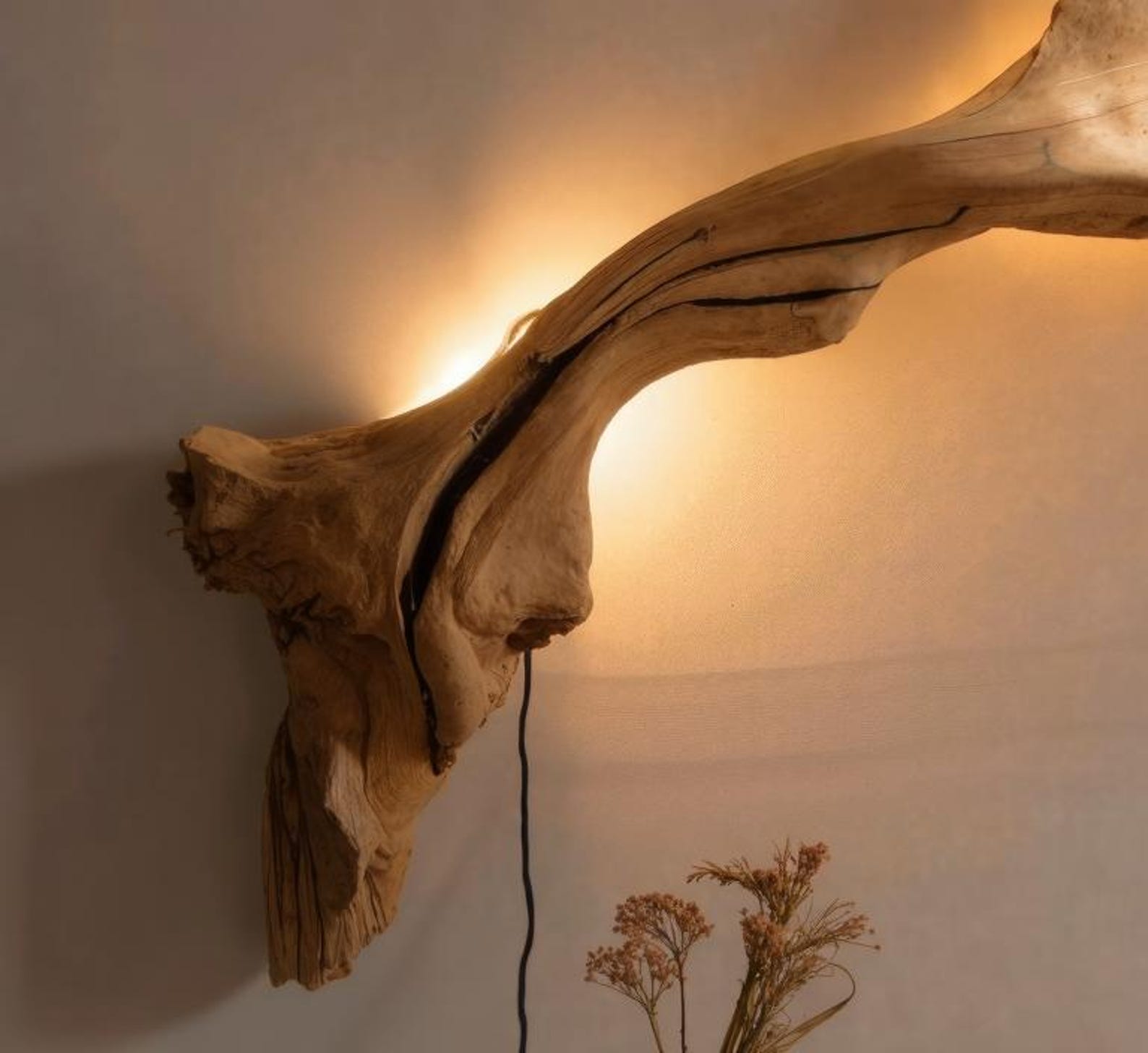 Rustic Driftwood Wall Sconce For Living Room Bedroom And Hallway