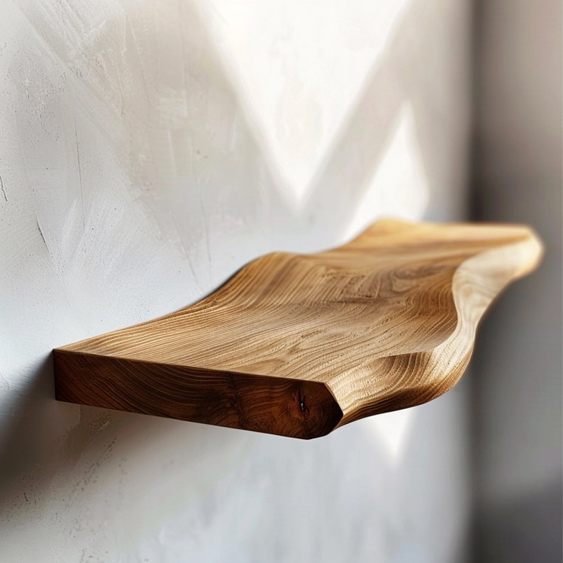 Wavy Wooden Floating Shelves Living Room For New Year Custom Shelves