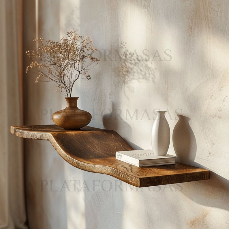 Wavy Live Edge Rustic Floating Shelves Decor Bedroom New Year Custom Shelves