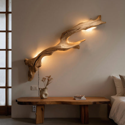 Rustic Driftwood Wall Sconce For Living Room Bedroom And Hallway