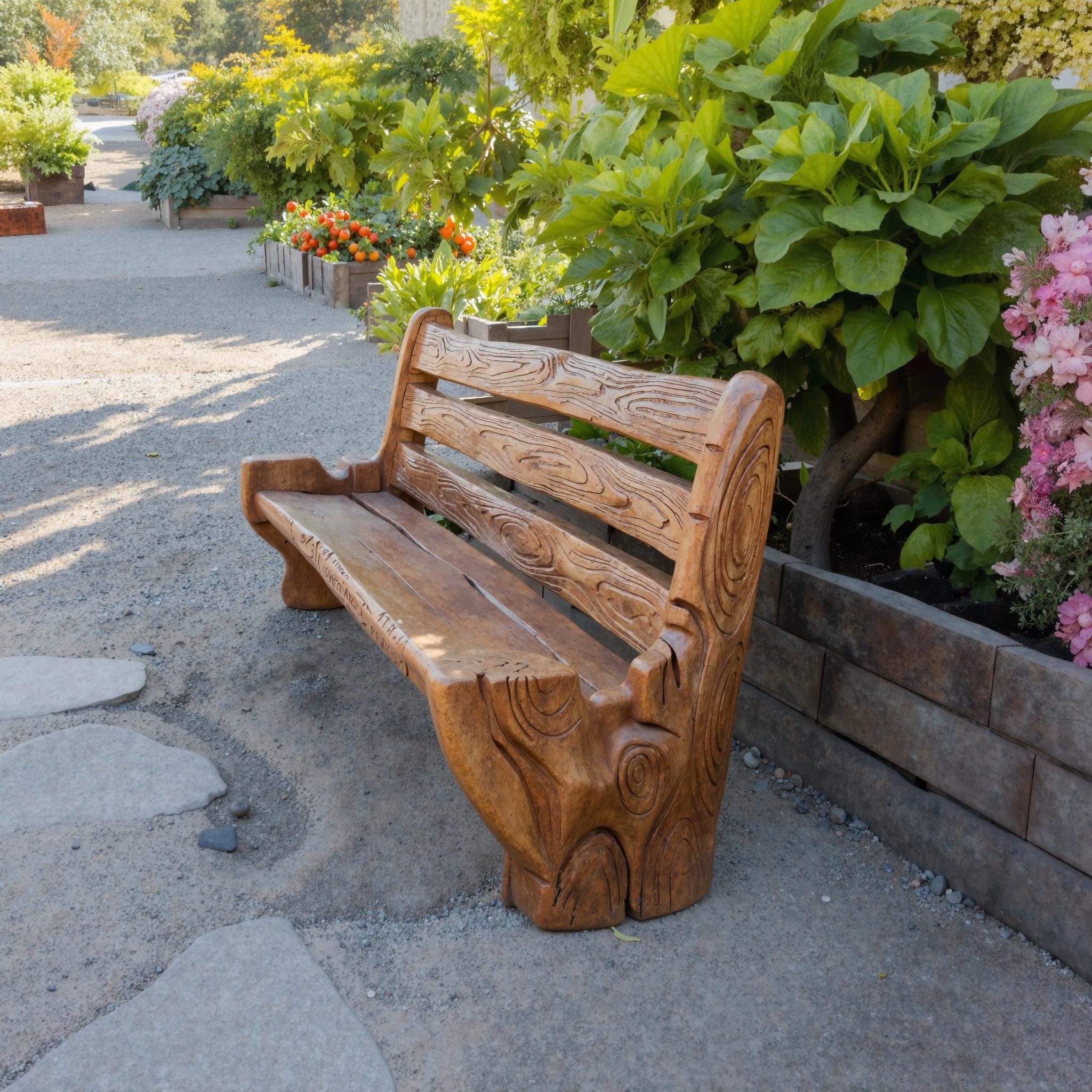 Rustic Solid Wood Bench For Natural Seating In Garden And Patio Spaces