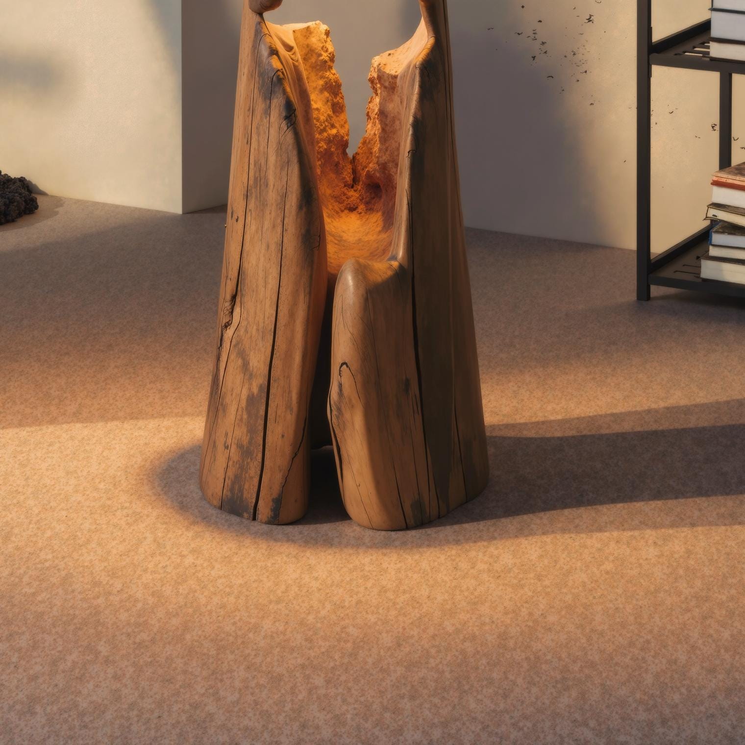 Rustic Hollowed Log Floor Lamp For Lighting In Living Room Bedroom And Office