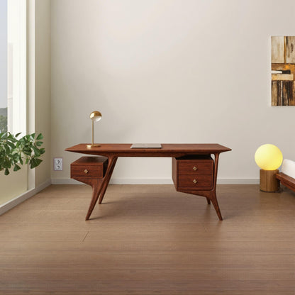 Mid Century Wooden Desk For Home Office And Study Room