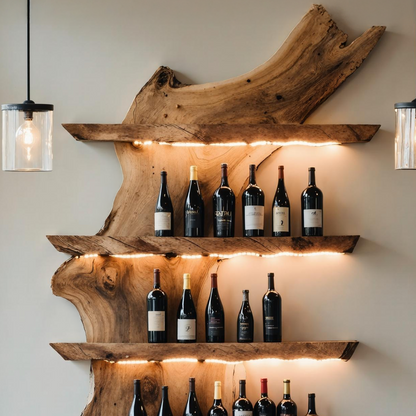 Mid Century Wine Rack For Kitchen Bar Wall Shelf