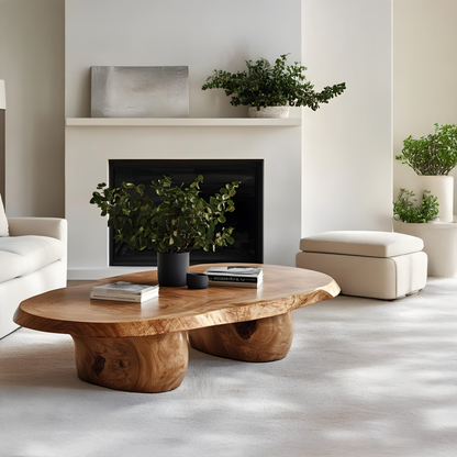 Handcrafted Natural Wood Coffee Table For Inviting Living Room