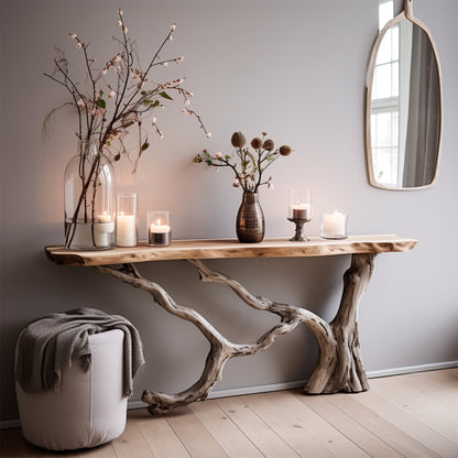 Floating Live Edge Side Table Handcrafted For Natural Spaces