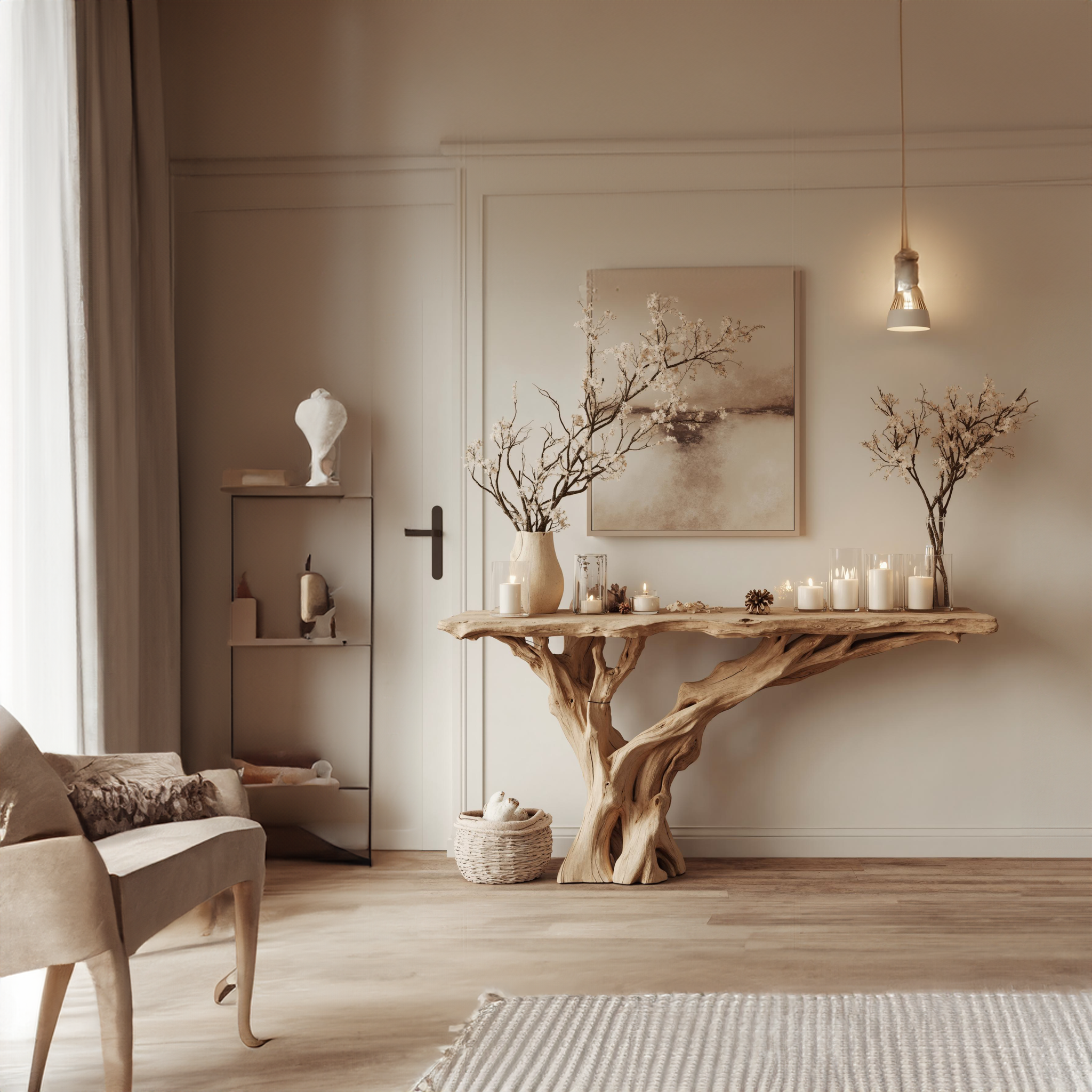 Narrow Floating Live Edge Console Table Home Decor