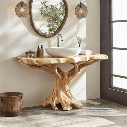 Live Edge Natural Wood Bathroom Vanity For Serene Spaces