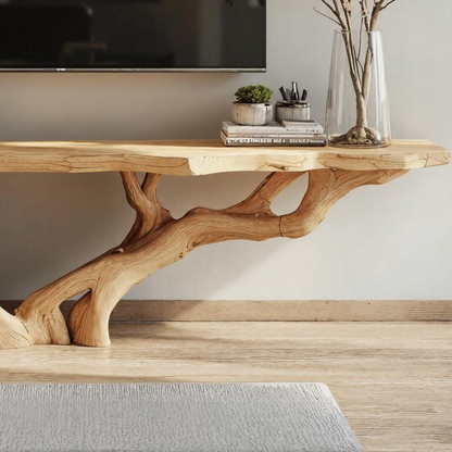 Rustic Handmade Live Edge TV Console For Living Room And Bedroom