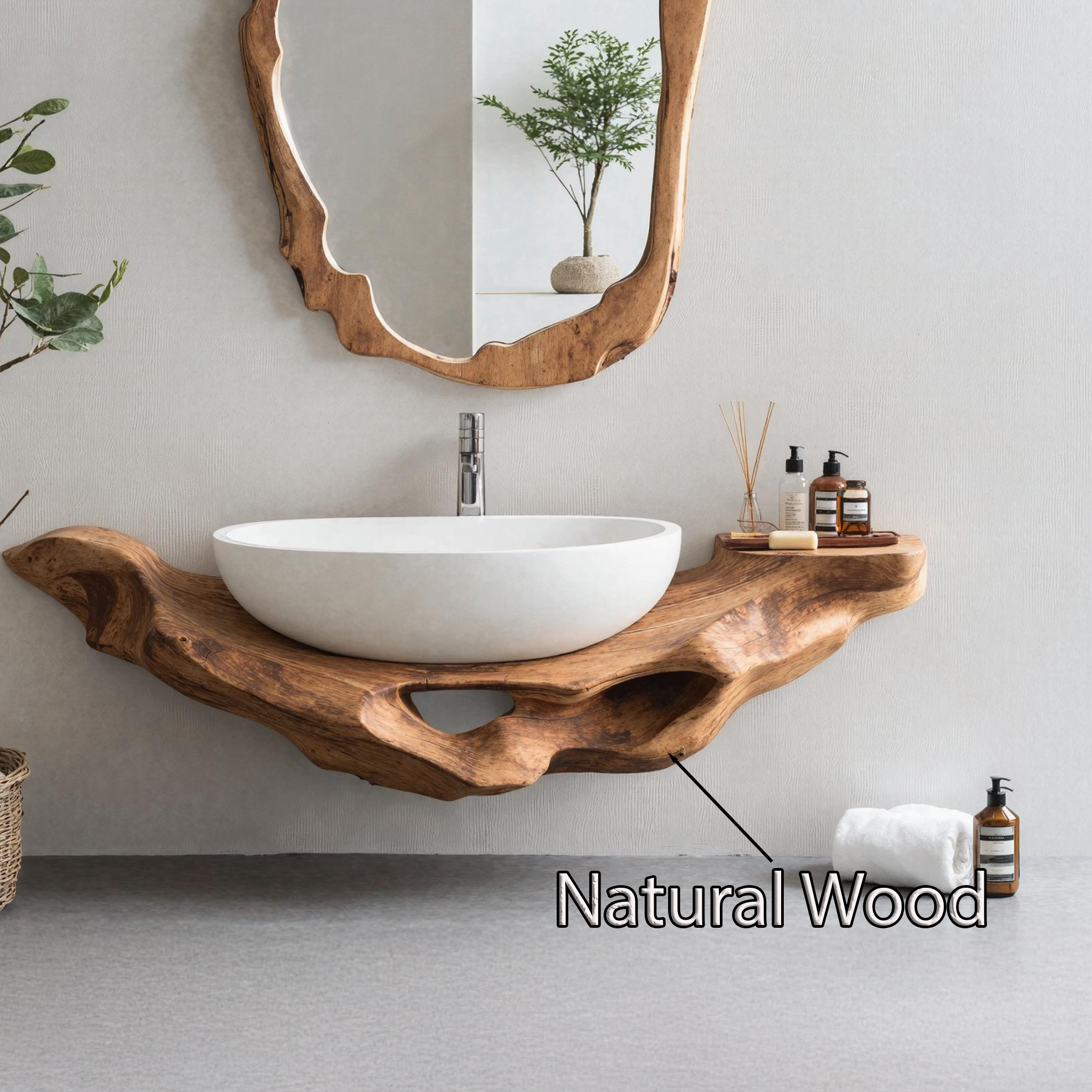 Mid Century Live Edge Floating Vanity Small Bathroom Style