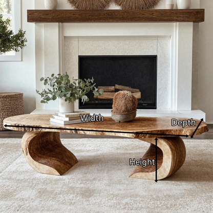 Vintage Natural Wood Coffee Table Cozy Living Room