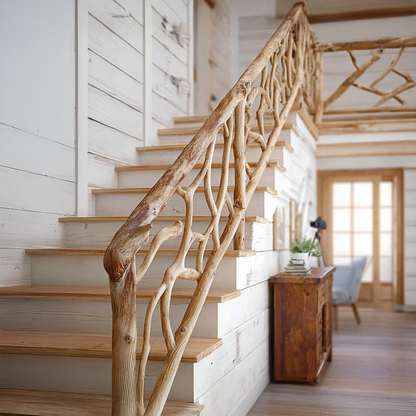 Rustic Solid Wood Stair Railing Home Interior