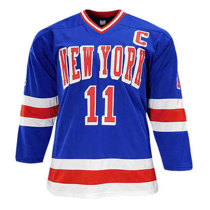 Mark Messier Signed New York Blue Hockey Jersey (JSA)