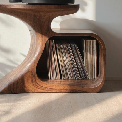 Handcrafted Record Stand Artisan Living Room Decor