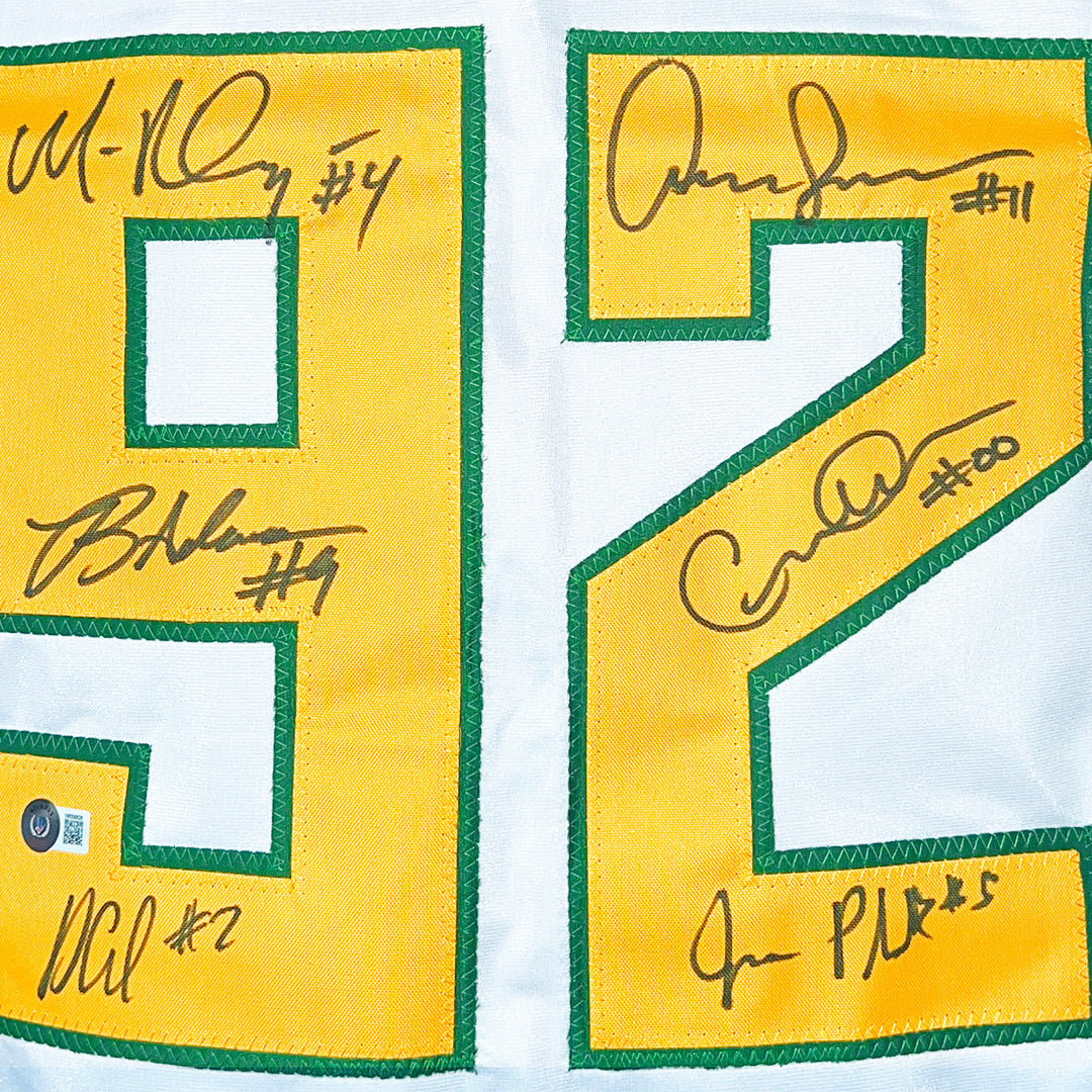 The Mighty Ducks Signed Six Signature White Hockey Jersey (Beckett)