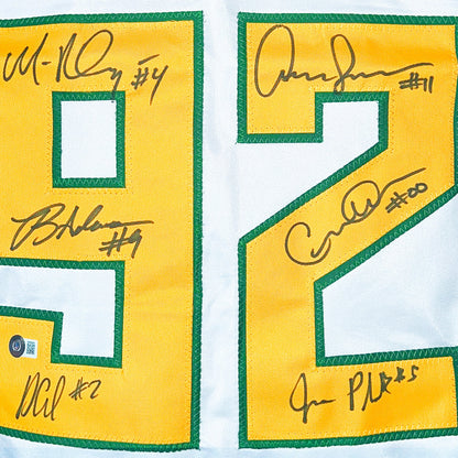 The Mighty Ducks Signed Six Signature White Hockey Jersey (Beckett)