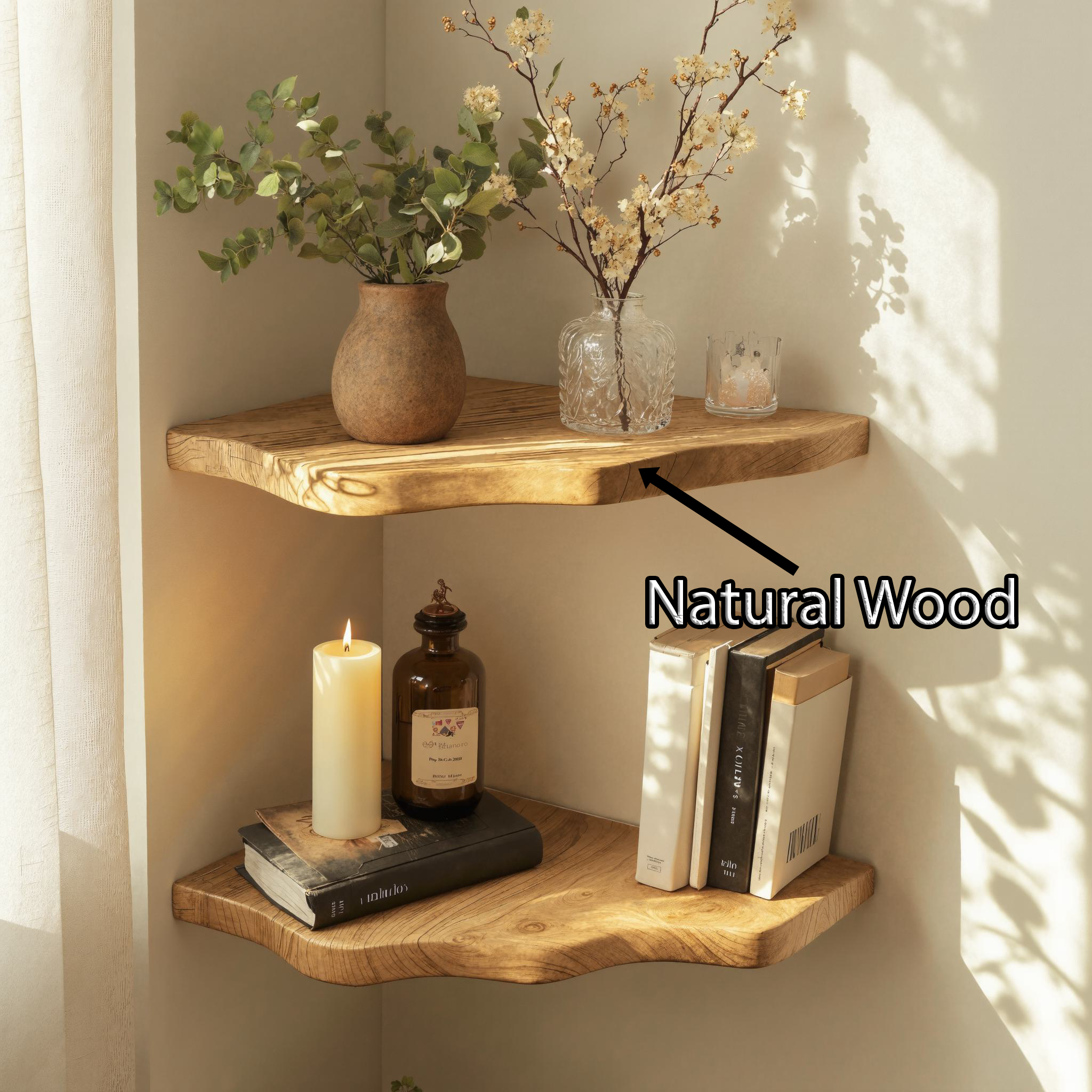 Custom Rustic Wooden Corner Shelves For Every Room