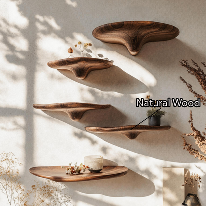 Artistic Mushroom Design Wooden Shelf For Stylish Decor