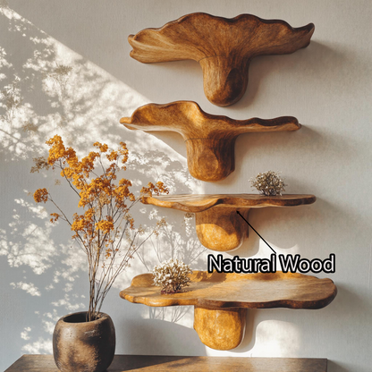 Handcrafted Mushroom Design Wood Shelf For Wall Art