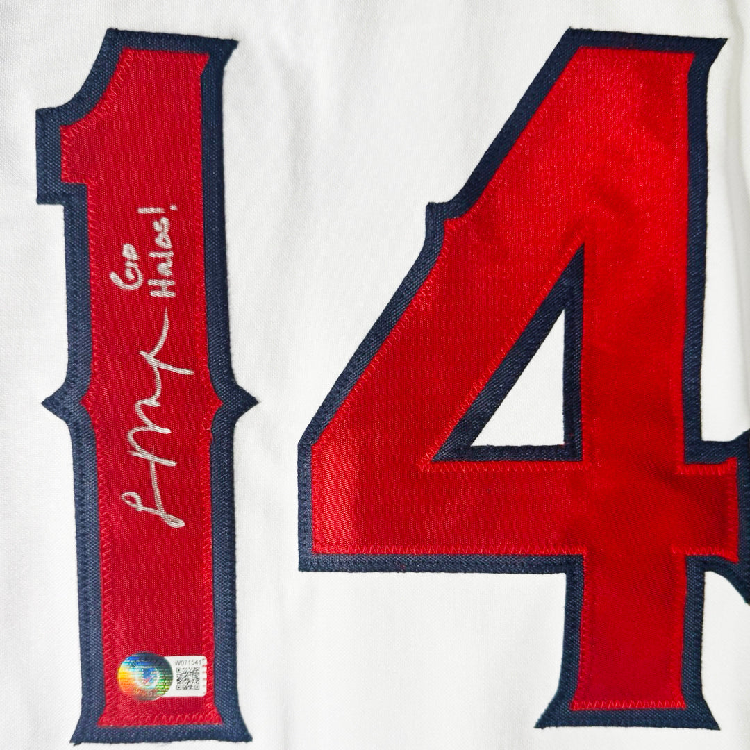 Logan O'Hoppe Signed Go Halos Inscription Los Angeles White Baseball Jersey (Beckett)