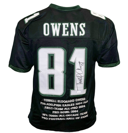 Terrell Owens Signed Philadelphia Black Stats Football Jersey (JSA)