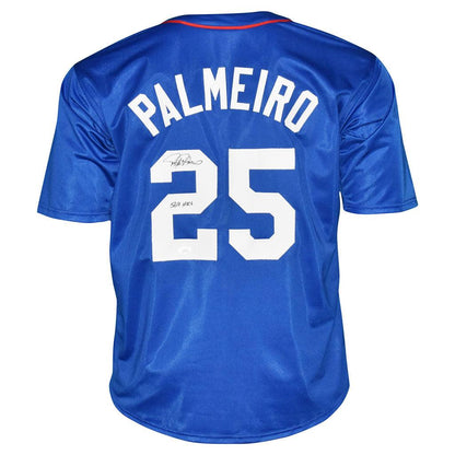 Rafael Palmeiro Signed 569 HRs Inscription Texas Royal Blue Baseball Jersey (JSA)