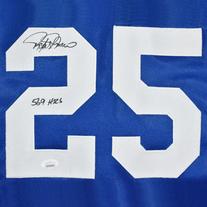 Rafael Palmeiro Signed 569 HRs Inscription Texas Royal Blue Baseball Jersey (JSA)