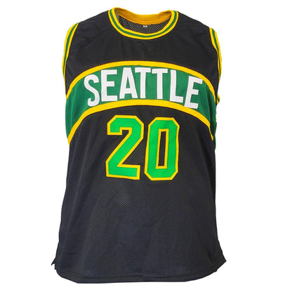 Gary Payton Signed Seattle Black Basketball Jersey (JSA)