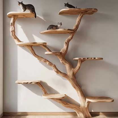 Natural Solid Wood Cat Tree Stylish Cat Furniture