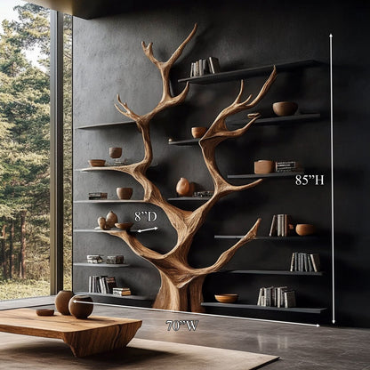 Sculptural Tree Bookcase - Artisan Tree-Inspired Wall Unit